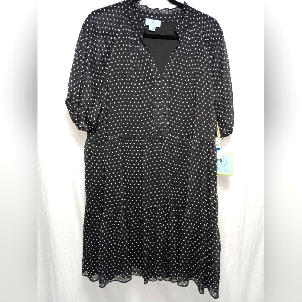 Cece Puff Sleeve Sheer Lined Babydoll Dress. Nwt Size Xl